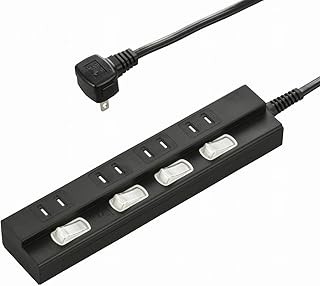 雷に強い節電タップ 4個口 2m 黒_HS-TPK42PBT-K 00-6942