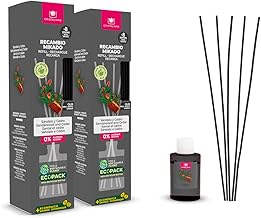 CRISTALINAS | Pack of 2 Refill + Reeds Air Freshener Mikado | 100% Pure | Long Lasting 8 Weeks | 35ml | 0% Alcohol (2x35ml, Sandalwood and Cedar)