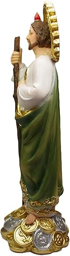 Miniatura 7 de PSYHILAR Estatua de San Judas Tadeo de 12 pulgadas, estatua de San Judas Monedas de monedas, figura religiosa de resina