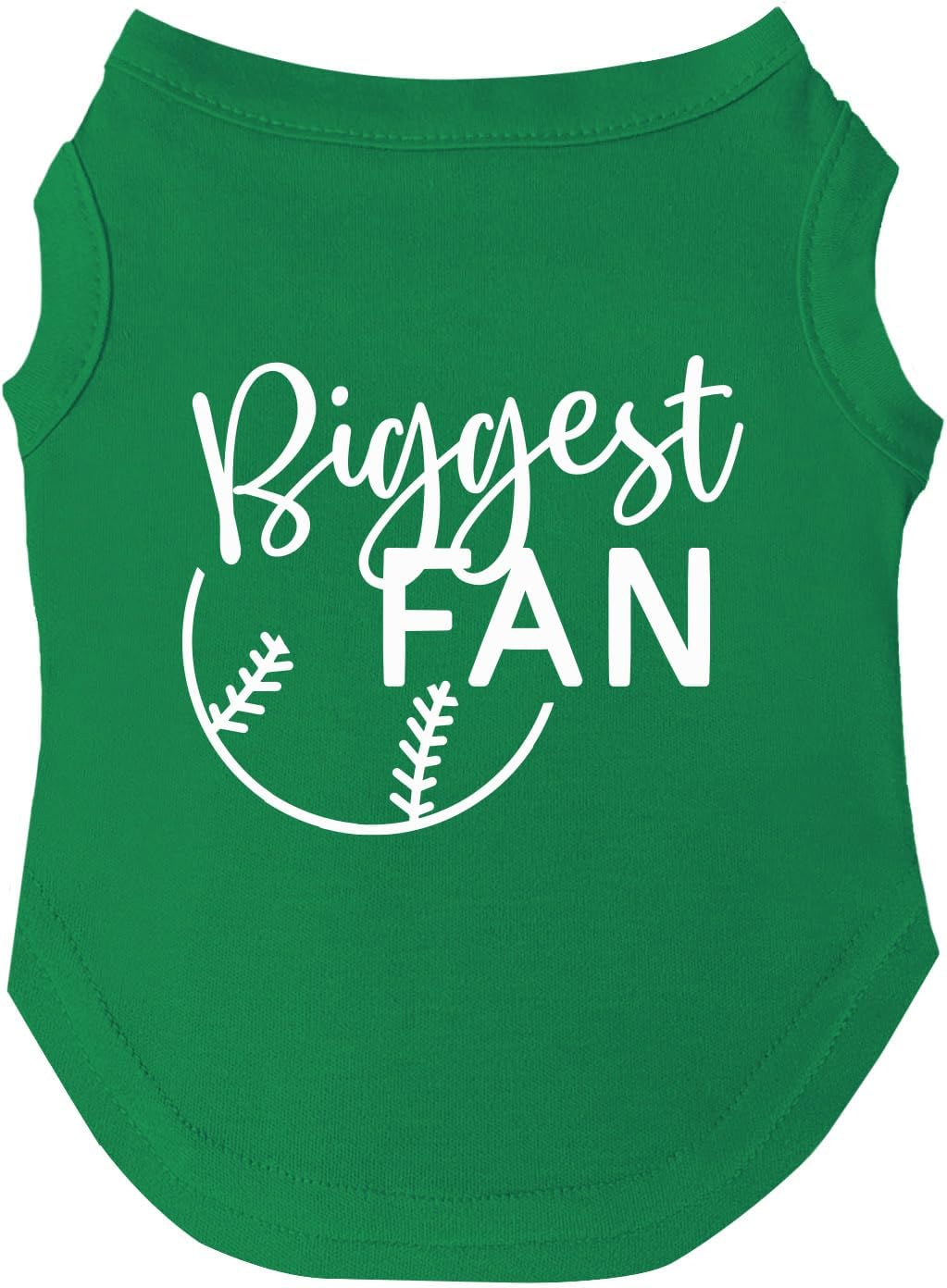 Biggest Fan Baseball Dog Tee Shirt Sizes for Puppies, Toys, and Large Breeds (Green, Small 540)
