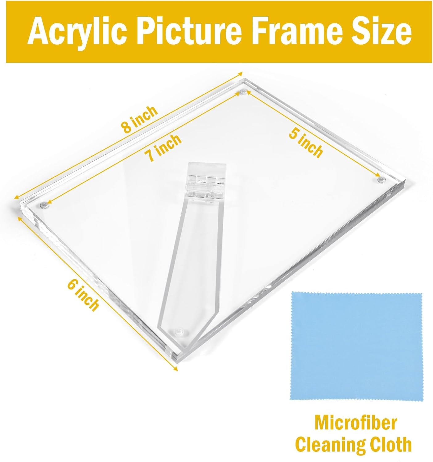 3 Pack Acrylic Picture Frames 5x7 Photo Frame Clear Magnetic Picture Frame With Stand for Home Office Horizontal or Vertical Display - Image 5