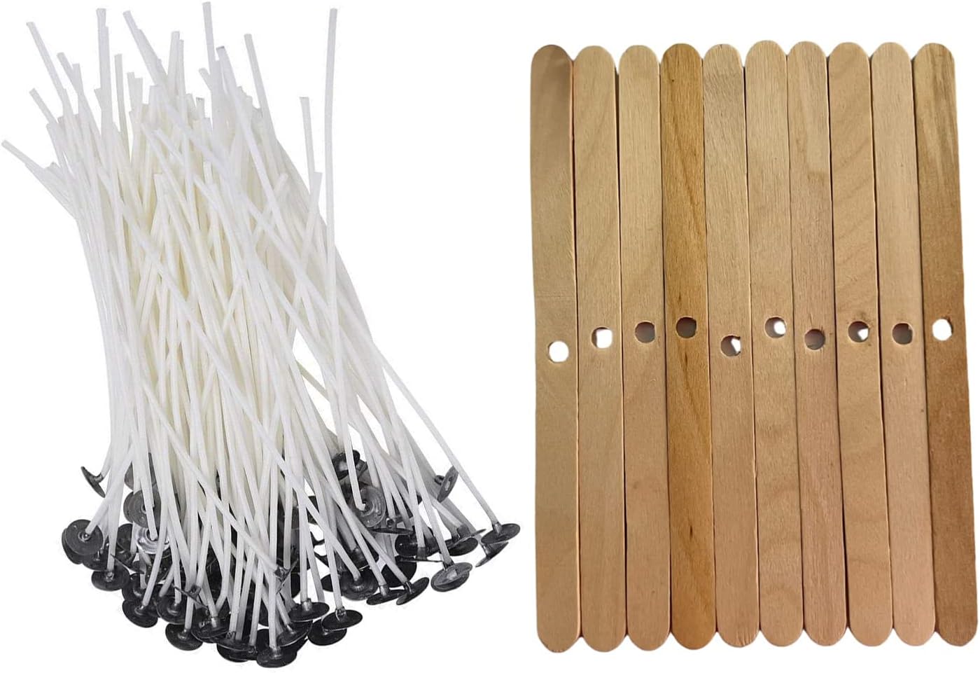 Candle Wick for Candle Making, 50 Pieces, 7 inch & Wick Holder for Candle Making 10