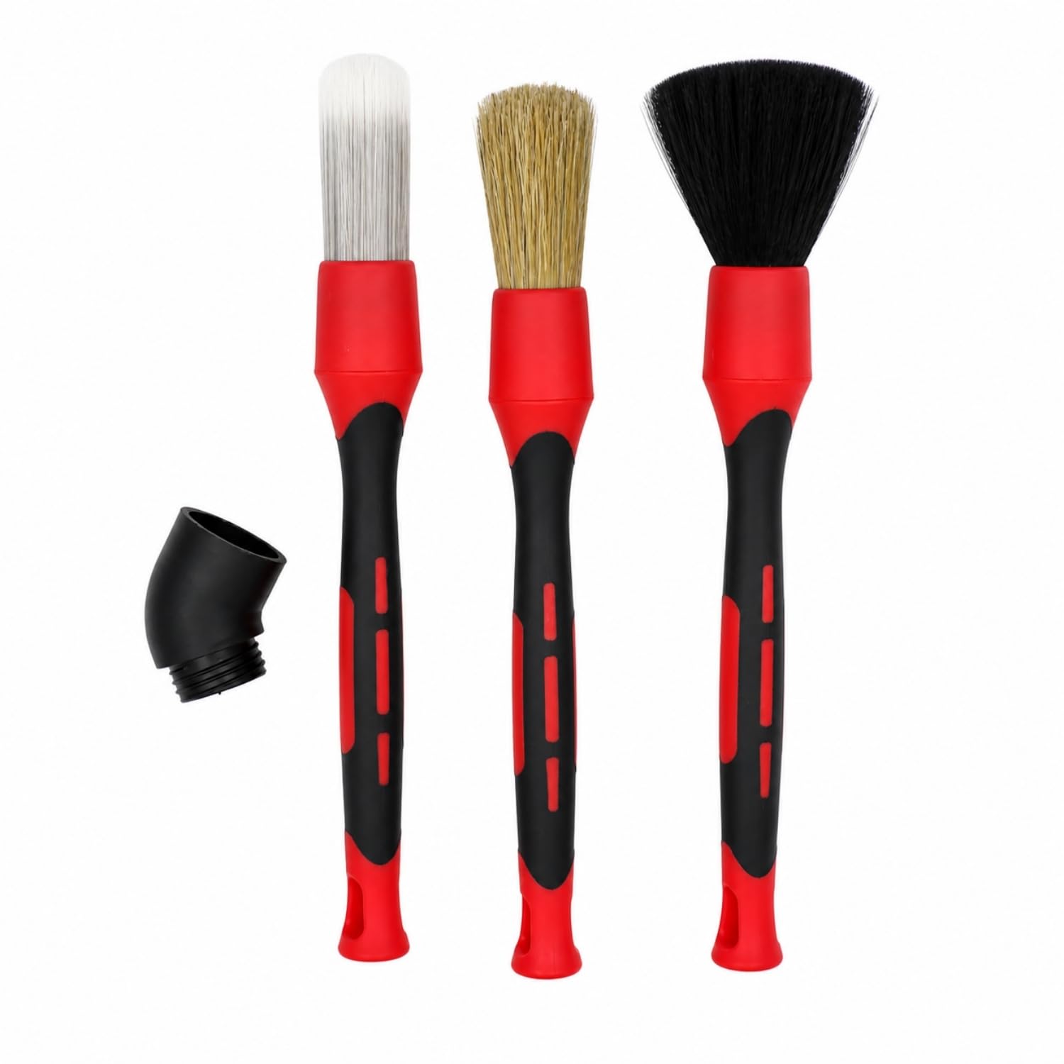 Detailing Pinsel Set mit Gummigriff 3-teilig - für Innenraum, Felgen & Außenbereich - ultraweiche & robuste Borsten - präzise Autopflege