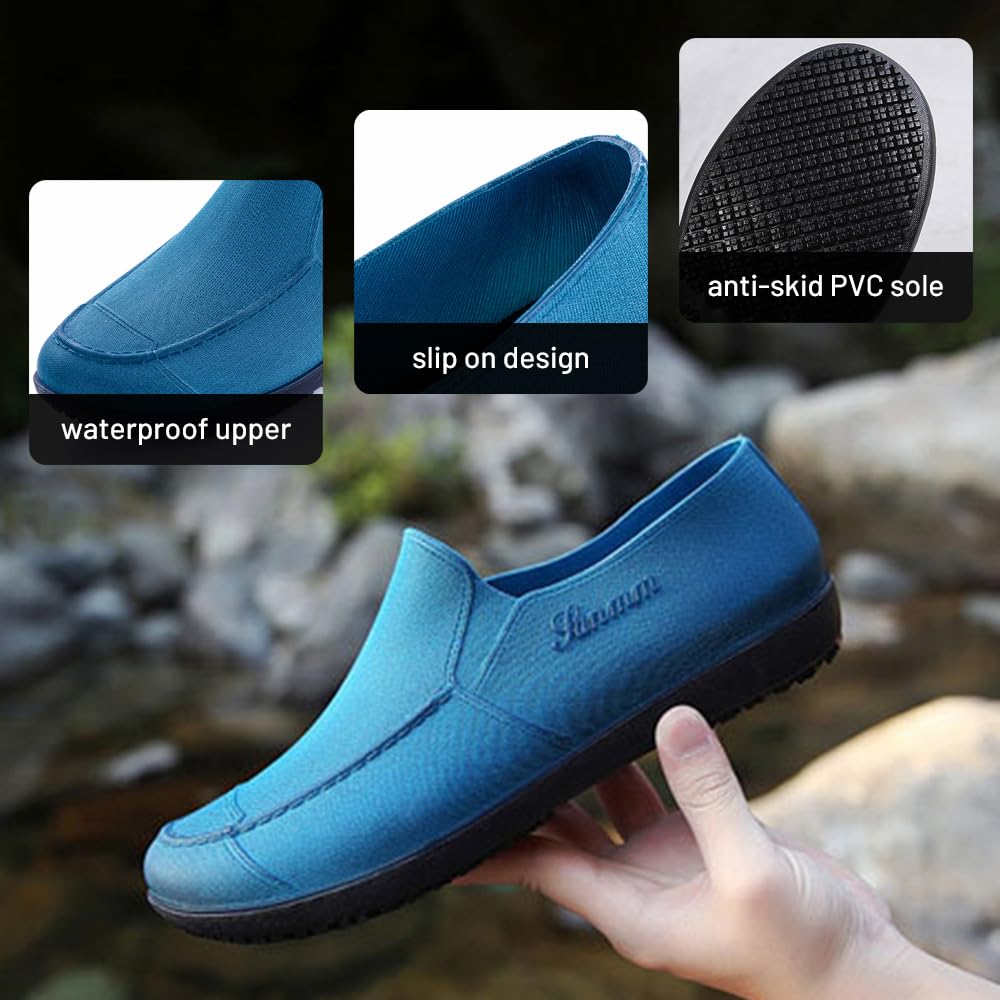 Rojeam Chef Shoes Men Lightweight Kitchen Shoes Women Work Shoes Waterproof Garden Hospital Restaurant Food Service Shoes, Blue, 7.5 US
