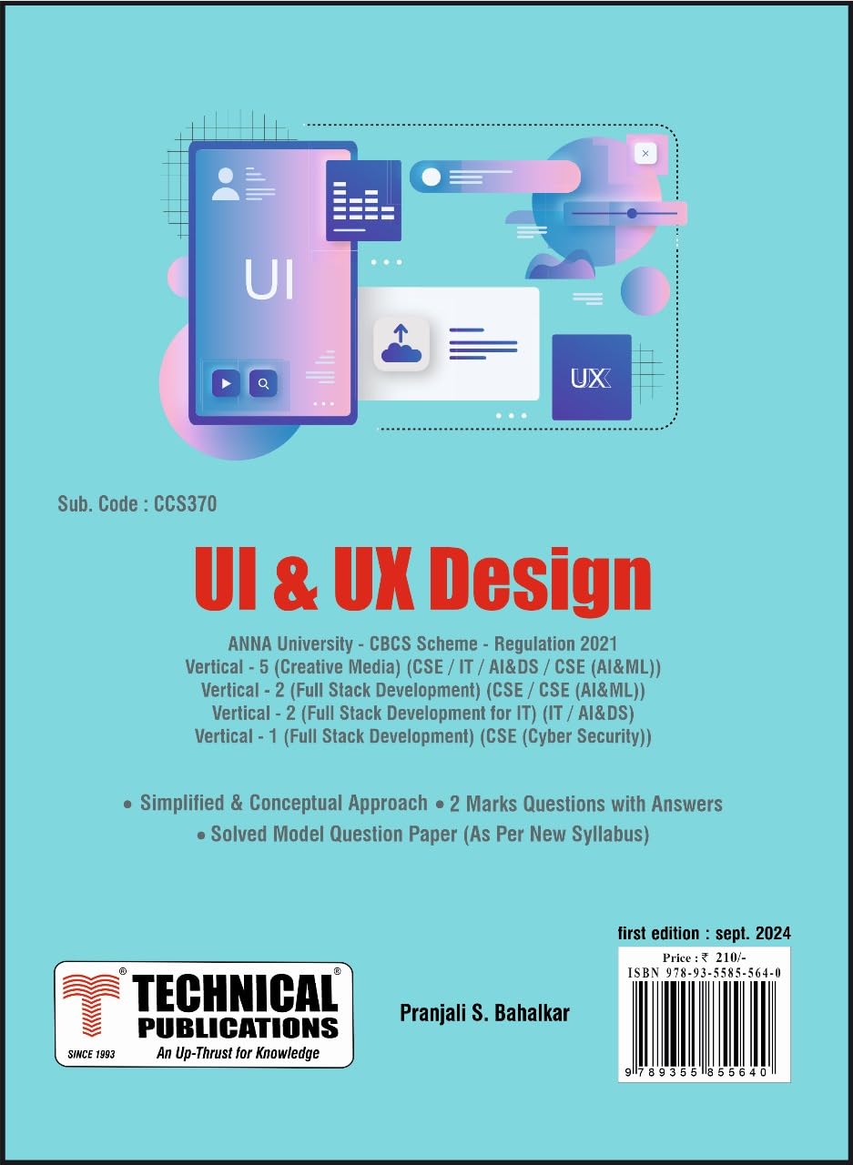 UI and UX Design for BE Anna University R21CBCS (Vertical II/V - CSE / IT /  AI&DS - CCS370) : Amazon.in: Fashion