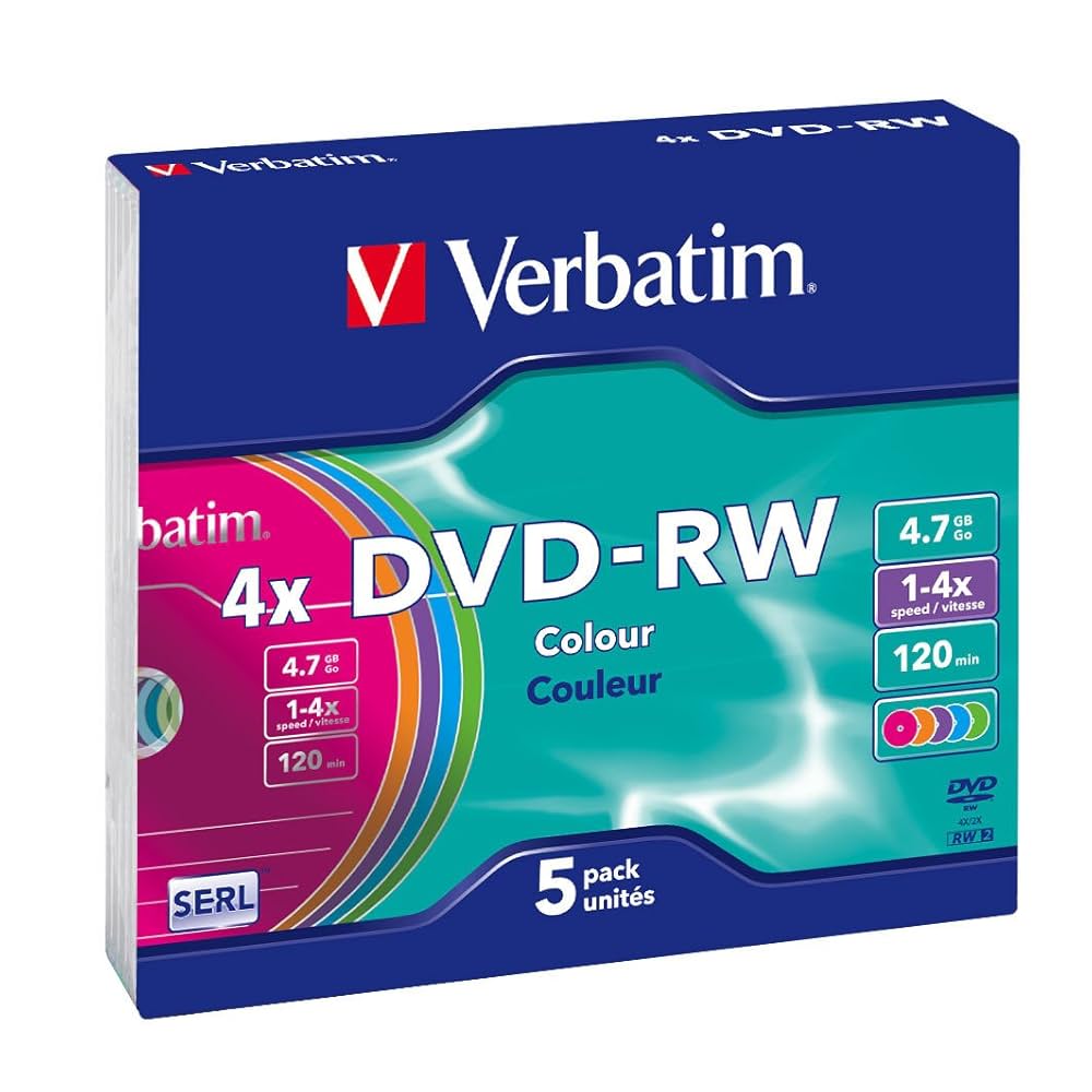 ルーベリー さん用DVD Verbatim 43563 DVD-RW Serl 4X Colour Surface 4,7 Go Slim