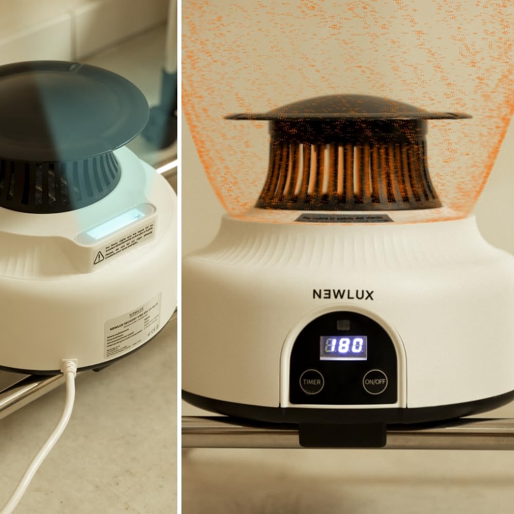 Newlux - Séchoir à Linge Électrique Portable Secadry (1200W) avec Lumière UV pour Désinfecter. Capacité 15Kg, Temp. 180min, 4 Niveaux. Séchoir par Ventilation idéal comme Armoire et Séchoir, Noir
