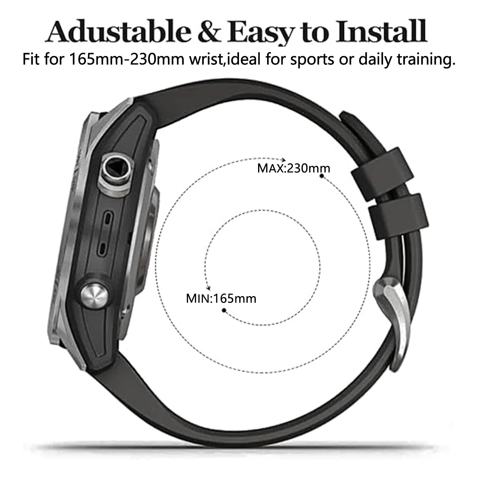 EZMVZKU 22mm Quickfit Cinturino in Silicone per Garmin Fenix 8 47mm/Fenix E/7/7 Pro/6/6 Pro/5/5 Plus,Cinturino di Ricambio Sportivo per Descent G1 Solar/Forerunner 965 935/Approach S70 47mm/S62/S60