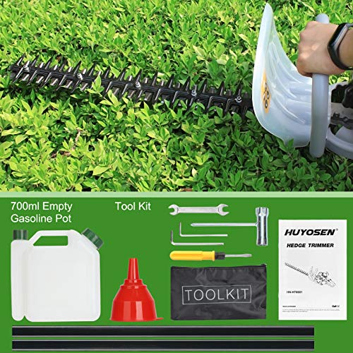 HUYOSEN Cordless Hedge Trimmer, 25CC 23-Inch 2-Cycle Gas Powered Hedge Trimmers Dual Sided Bush Trimmer for Garden and Lawn Care