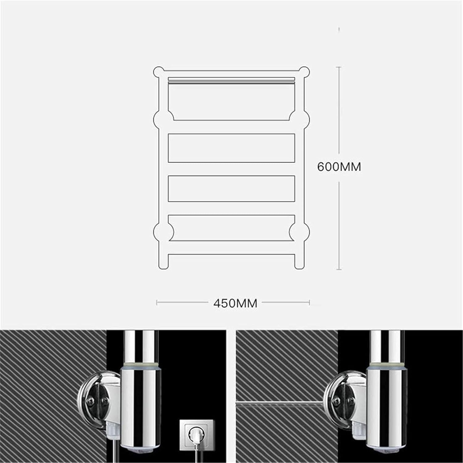 Heated Towel Rail Rails Towel Warmer Heated Towel Rack Double Layer Electric Towel Drying Rack Energy Saving Safety for Bathroom Towel Dryer Bathroom Accessories (Size : Plugin)