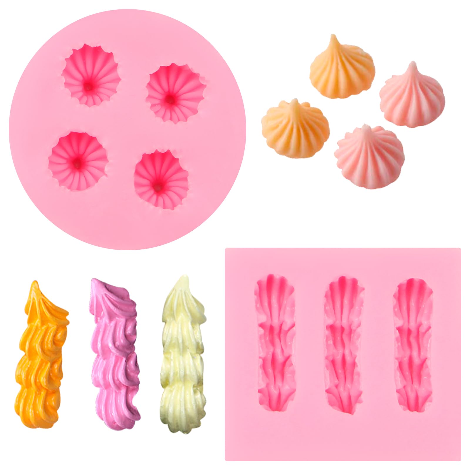 3D-Silikonformen für Sahneschokolade, 2 Mini-Keksformen für Fondant, Kuchendekoration, Küchenbackformen für Geburtstagsfeiern, Teepartys, Cupcake-Topper, Süßigkeiten, Zucker (Rosa-TP235)