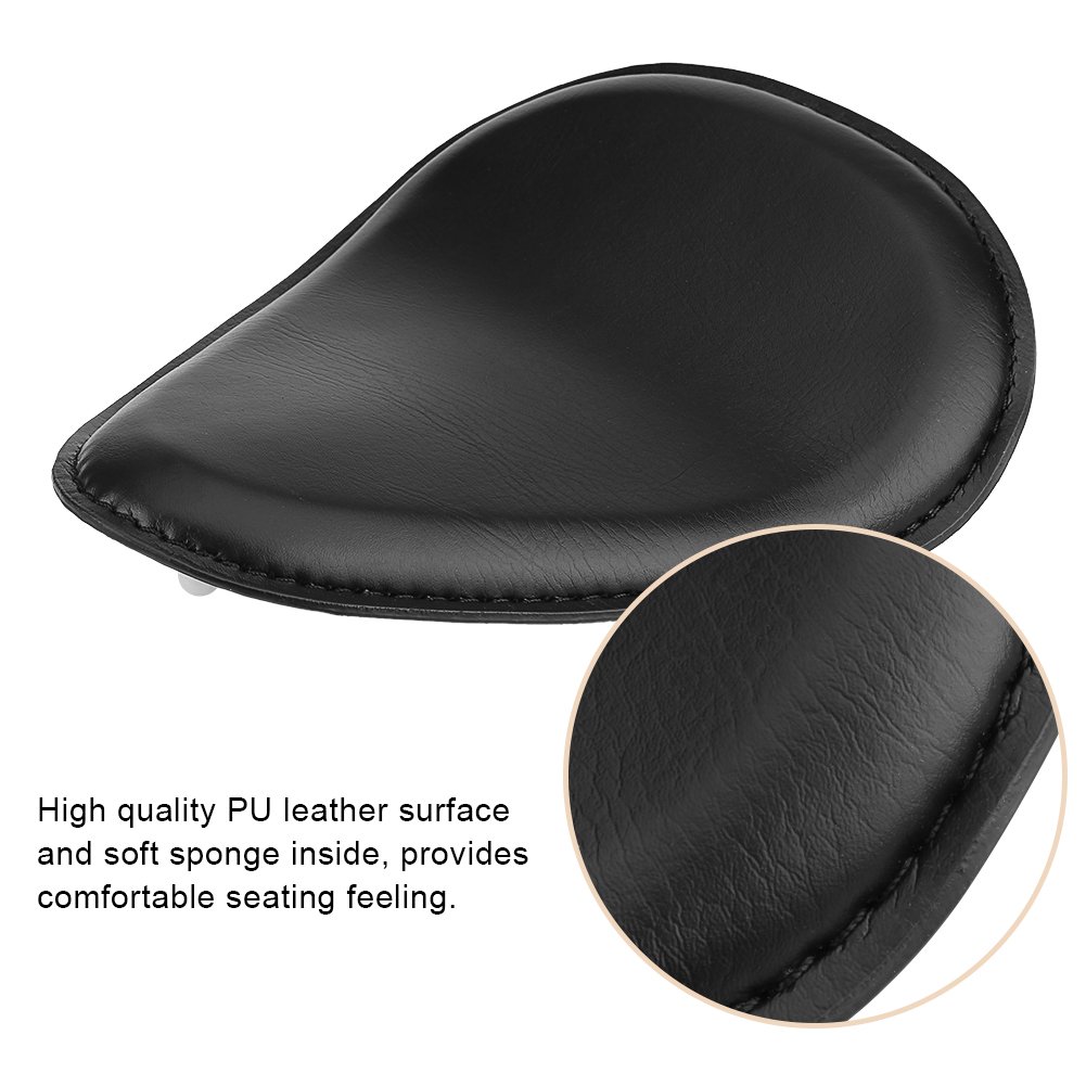 3"Asiento Individual de Cuero para Motocicleta con Soporte de Montaje en Resorte