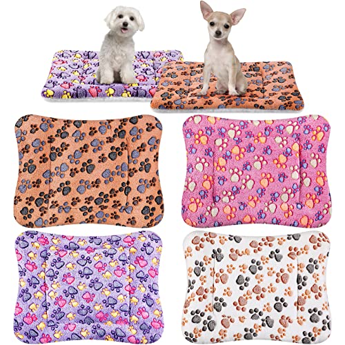 4 Pack Ultra Soft Dog Cat Bed Mat With Cute Prints Reversible Fleece Dog Crate Kennel Pad Cozy Washable Thickened Hamster Guinea Pig Bed Pet Bed Mat For Small Animals (Vivid Color, 23 X 18 Inches) #TOP9