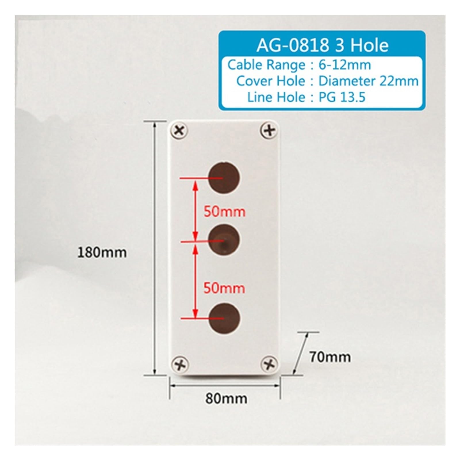 Boîtier de commande à boutons-poussoirs 1 pcs Étanche bouton interrupteur boîte de commande 12345 trou bouton d'arrêt d'urgence voyant lumineux élargi distance du plastique 22 mm(AG-0818 3 Hole)