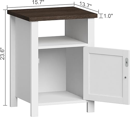 Miniatura 9 de ChooChoo Juego de 2 mesitas de noche, mesa auxiliar rústica vintage con almacenamiento para dormitorio, sala de estar, negro y marrón Negro y