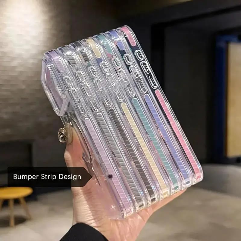 Image of VONZEE Back Cover Case Compatible with iPhone 17 Air 6.6'' Case Glitter Ring Cute Shiny Colorful Bling Case (Compatible with Magsafe) Transparent PC+TPU Glossy Shiny Cover for Girls Women,Pink