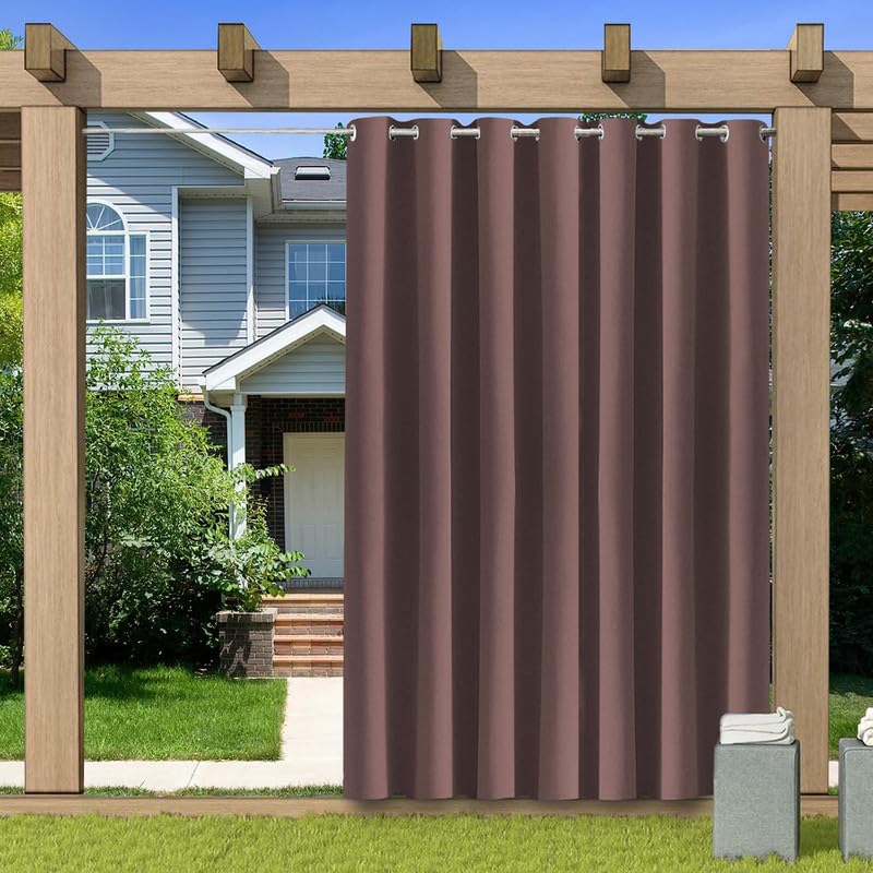 BliRiki Indoor Outdoor Blackout Curtain, Thermal Insulated Waterproof Outdoor Curtains for Patio Gazebo Pergola, Privacy Protection Room Divider Curtain for Bedroom, 1 Panel, W100 xH63, Pink