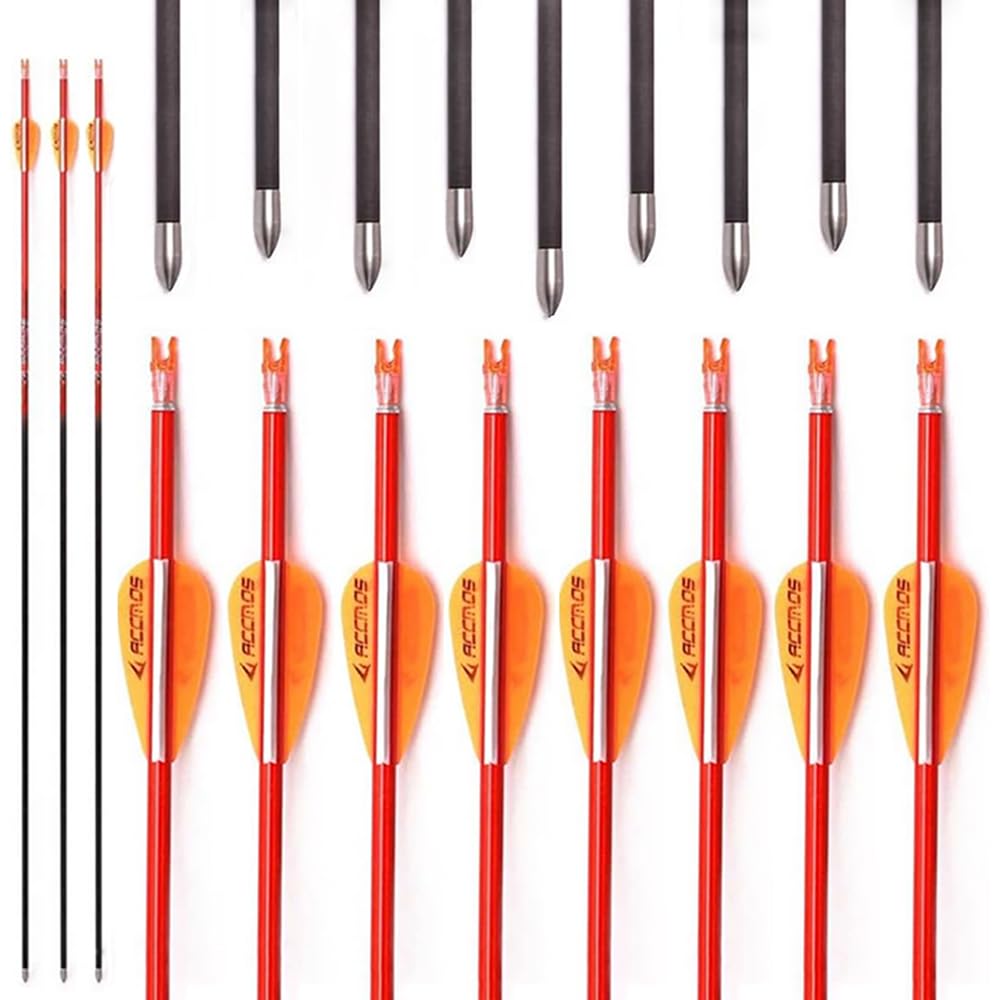 PHILOCS 12pcs ID 4.2mm Orange Carbon Arrows, Spine 900, for Compound Bow Recurve Bows Hunting Archery Practice