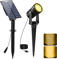 CREPOW Solar Spot Lights Outdoor IP65 Waterproof Landscape Spotlights 9.8ft Cable Auto On/Off 3000K Warm White for Garden Yard Driveway
