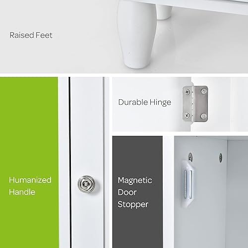 Miniatura 7 de Giantex Armario de almacenamiento alto para baño, armario de suelo independiente con estante de 3 niveles, dispositivo anticaída, estante de torre