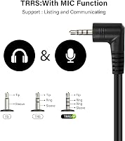 PNGKNYOCN 90 Fokos 2,5mm TRRS Audió Hosszabbító Kábel - Fejhallgatókhoz és Mikrofonokhoz Kompatibilis Sztereó AUX Vezeték (1,8m, Fekete) 3