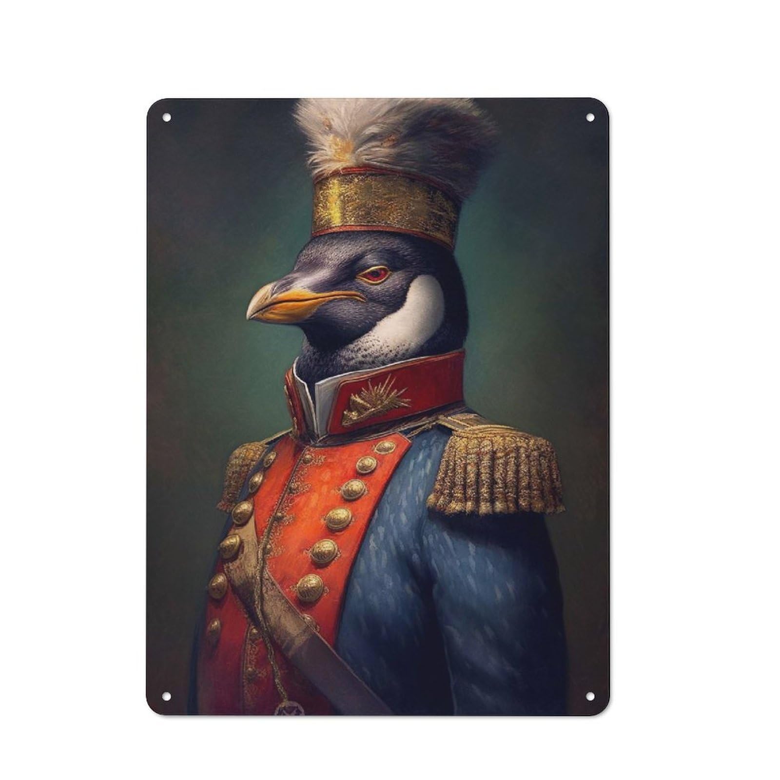 Penguin Poster Creative Metal Wall Decor 40x30cm, Metal Desk Wall Sign for Hobby Room, Office, Lounge Or Living Room