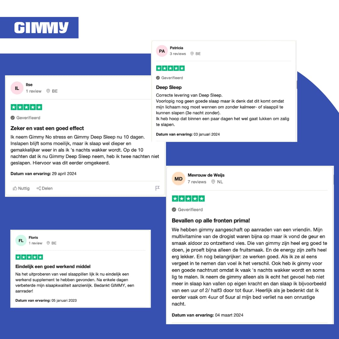 GIMMY Deep Sleep - compliment alimentaire aux gommes pour le sommeil - melatonine, L-théanine, valériane, vitamine B6 et camomille - sans sucres et vegetalien (60 pieces, 2 par jour avant le coucher)
