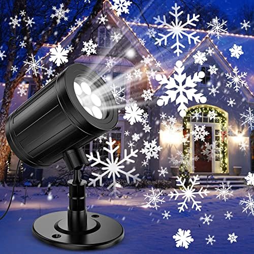 YAZEKY Christmas Projector Lights 16 Patterns LED 10 Colours Water Wave Effect 2-in-1 Remote Control IP65 Halloween Snowflake Projector Lamp Decoration for Christmas, Outdoor, Indoor