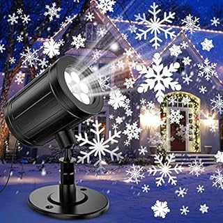 YAZEKY Christmas Projector Lights 16 Patterns LED 10 Colours Water Wave Effect 2-in-1 Remote Control IP65 Halloween Snowflake Projector Lamp Decoration for Christmas, Outdoor, Indoor