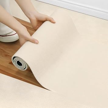 Peel and Stick Carpet Roll - 15.7"x118" Thick Self Adhesive Silent Carpet Floor Tiles for Indoor Anti-Slip Flooring, Bedroom, Kitchen, Stairs, Living Room, Office Cat Scratch Protector Beige