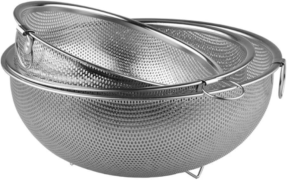 Food Strainers 3-Piece Stainless Steel Mesh Micro-Perforated Strainer Colander Set Filter Colander Drainer with Handle Kitchen Tool