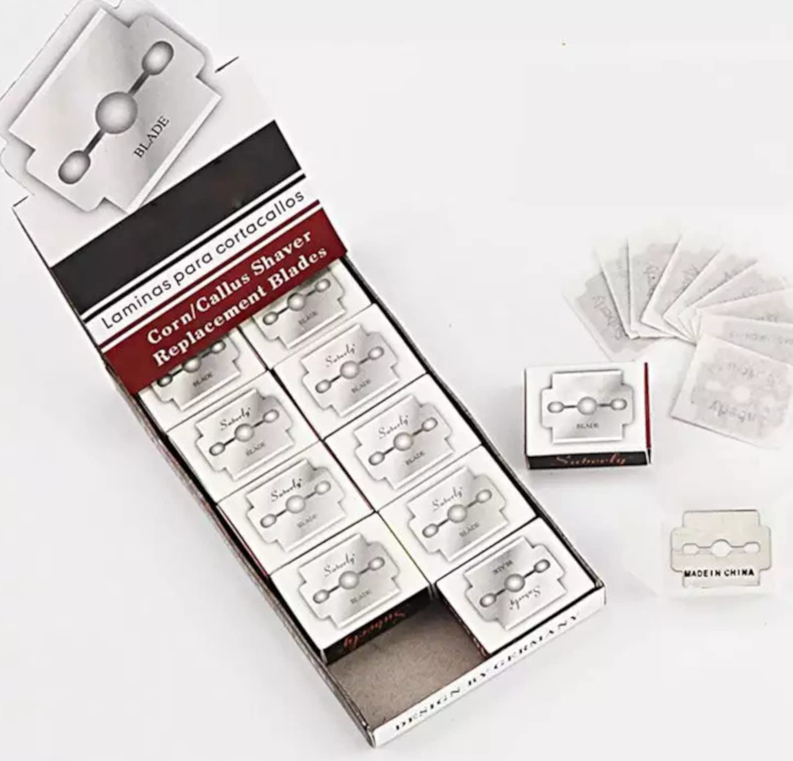1000x Ersatzklingen Hornhautentferner 10er aus Edelstahl Hornhaut-Rasierklingen Maisentferner-Klingen Fußschaber Edelstahlklingen Pediküre-Werkzeuge (100x 10er Packet)