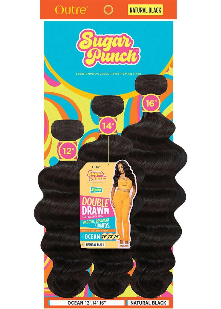 Outre Sugar Punch 100% Unprocessed Remi Human Hair - Ocean 14" 16" 18" (NATURAL BLACK)