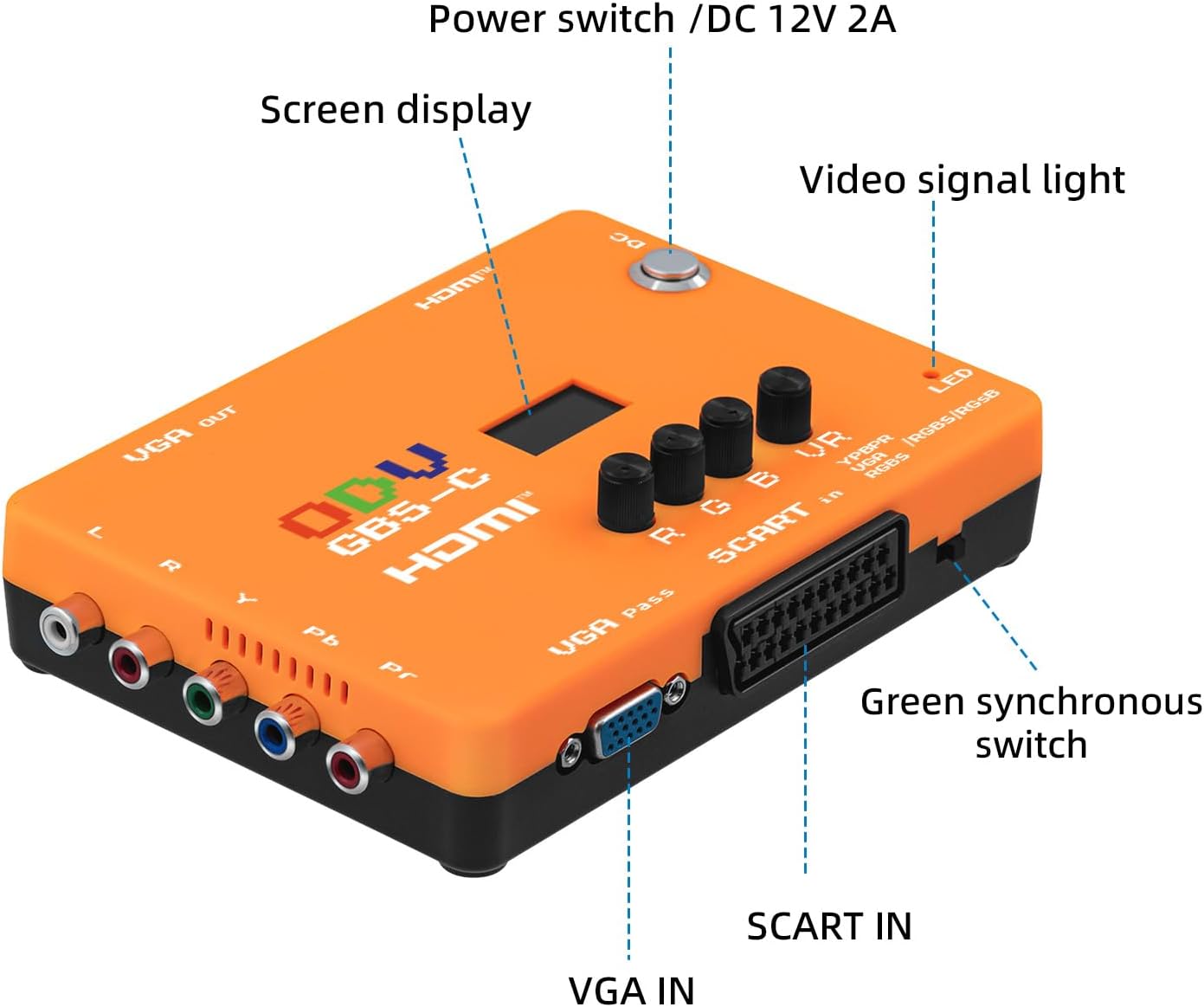 Mcbazel ODV-GBS-C RGBS/SCART/YPbPr/VGA to HDMI/VGA Scan Converter for Retro Gaming Console with US Plug - NO AV/Composite/RCA | VGA Max 60Hz image 3
