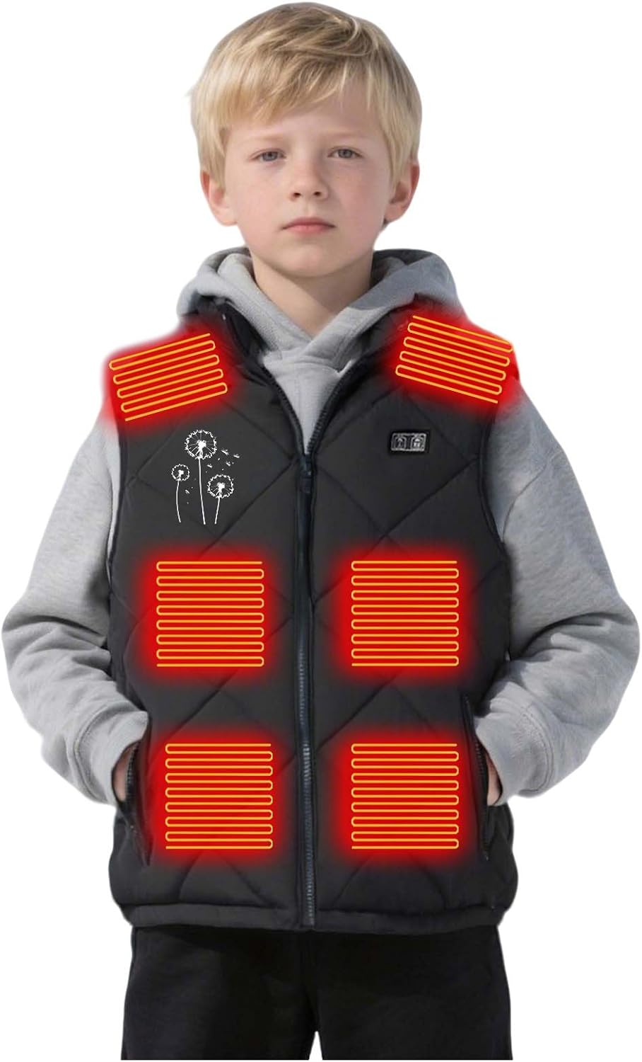 DASAYO Kids Heated Puff Vest Boys Winter Electric Heating Zipper Jacket Girls Warm Outdoor Jackets Thermal Fashion Clothes