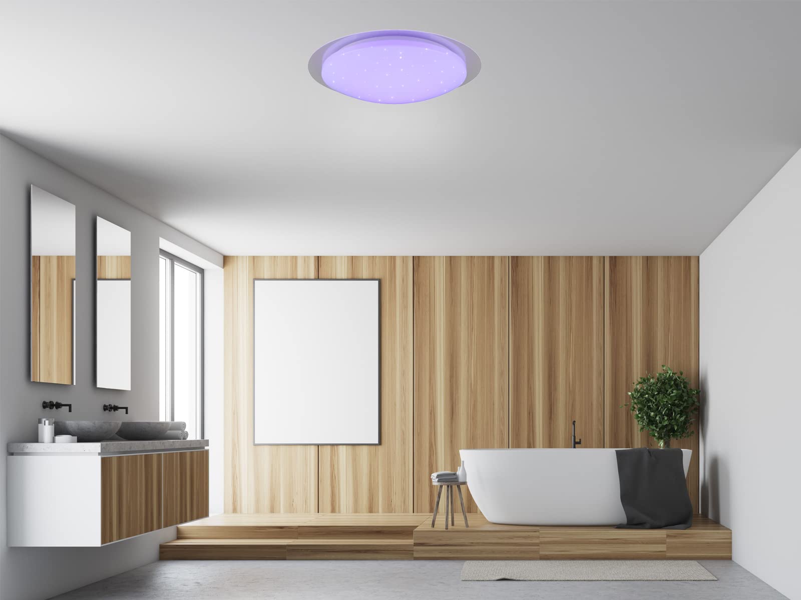 meineWunschleuchte 2er Set Deckenleuchten mit RGB und Fernbedienung, Feuchtraumgeeignet, Ø 35cm