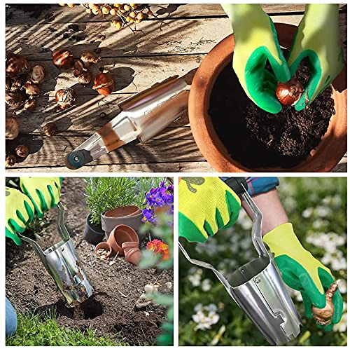 FLORA GUARD Blumenzwiebelpflanzer,Zwiebelpflanzer mit Auslöseautomatik und Tiefenskala, aus 1.5mm Qualitätsstahl,verfügt über eine galvanische Rostschutzbehandlung auf der Oberfläche, Gartengerät