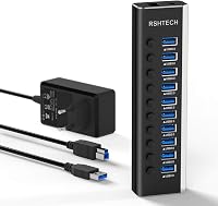 RSHTECH USB 3.0 Hub 10 Port Aktív Alumínium Elosztó 36W Tápegységgel 1