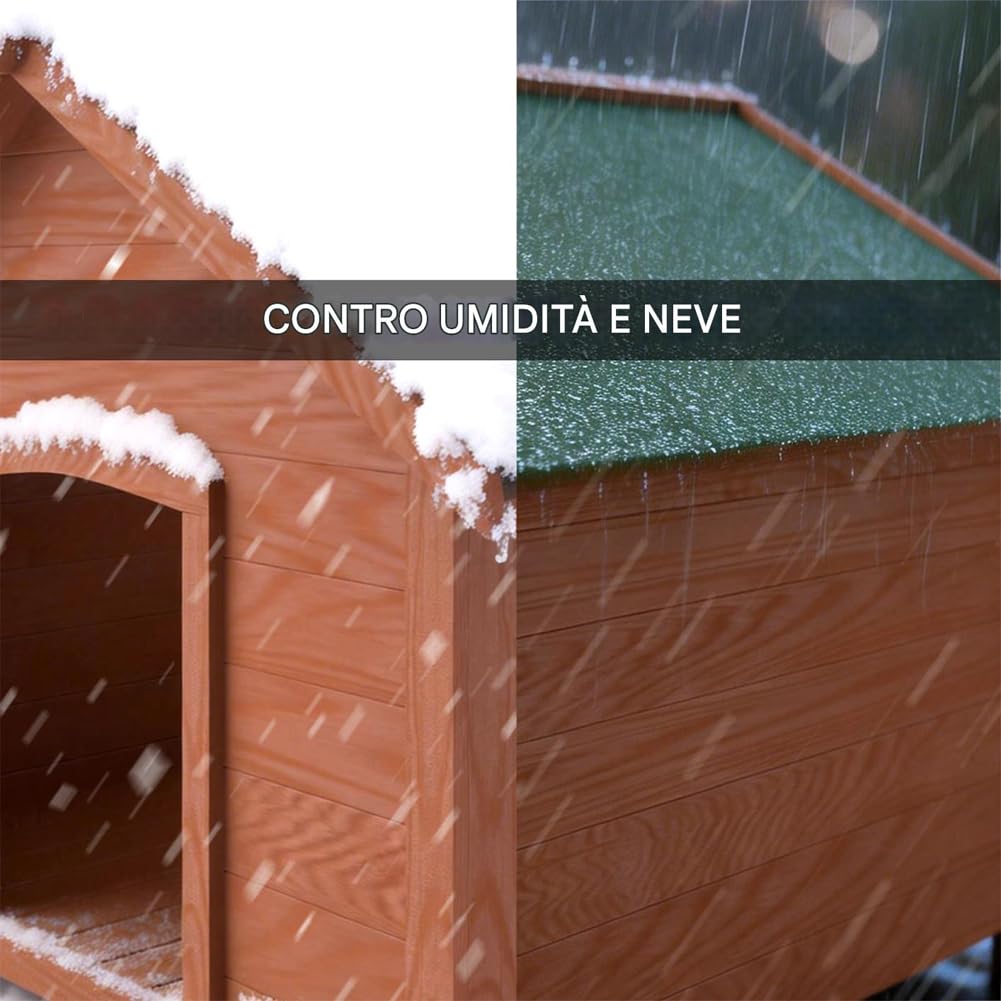 BAKAJI Cuccia per Animali Domestici in Legno, Casetta per Cani e Gatti con Tetto Spiovente Apribile, Casa da Esterno e Interno Resistente Intemperie e Agenti Atmosferici, Tettoia Asfaltata, 89x84x76cm