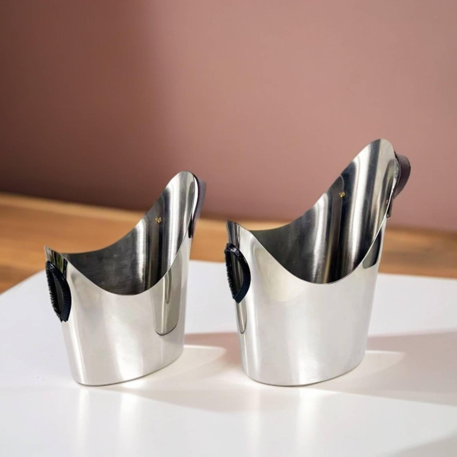 Secchiello Ghiaccio in Acciaio Inox Stile Moderno di Lusso Porta Bottiglia in Acciaio Antiruggine Vaso Decorativo Metallo per Ristoratori, Showroom, Grande 28x15x31cm
