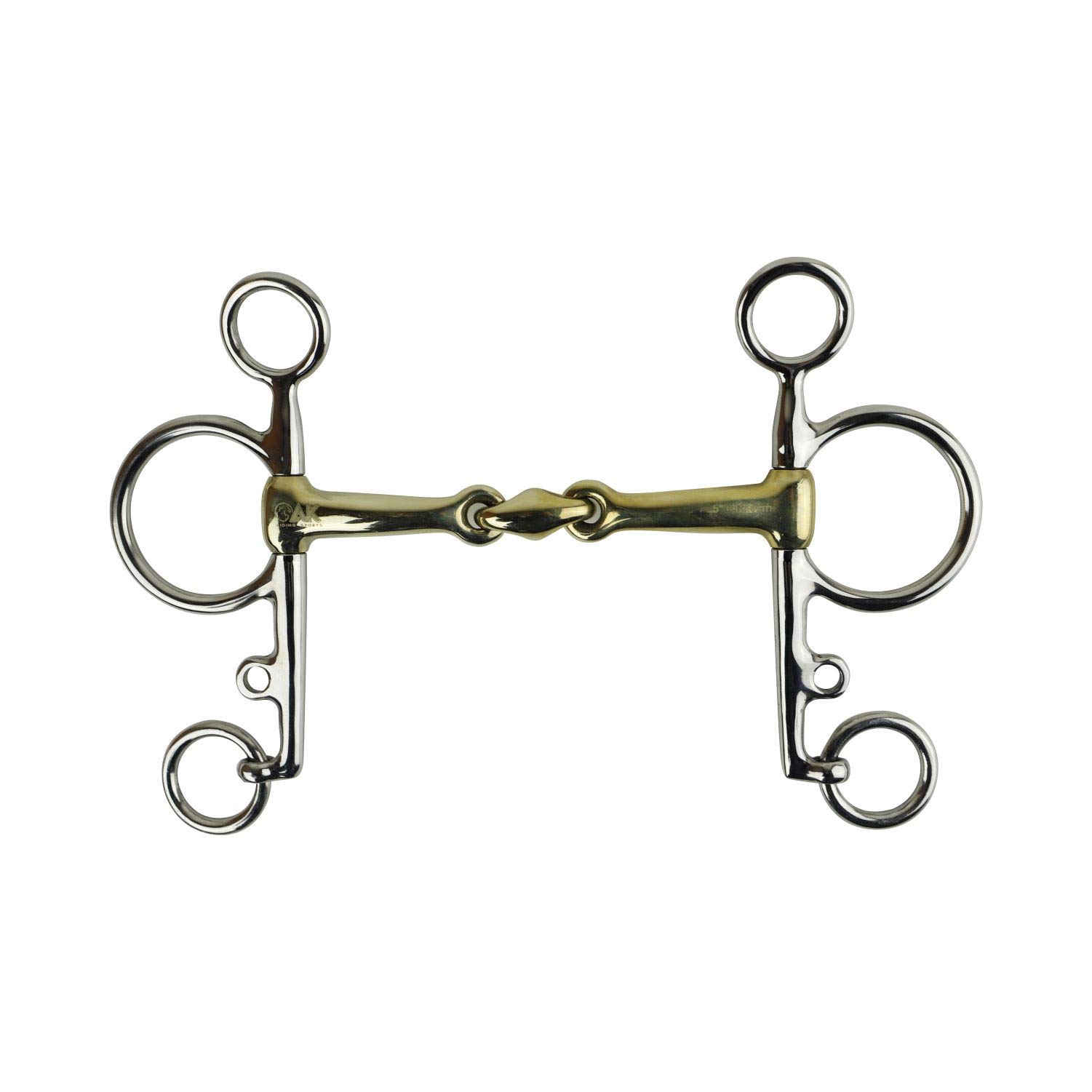 AK Pelham with Double Jointed Horse Riding Bit in German Silver AKRS-2631 (5'', German-Silver)