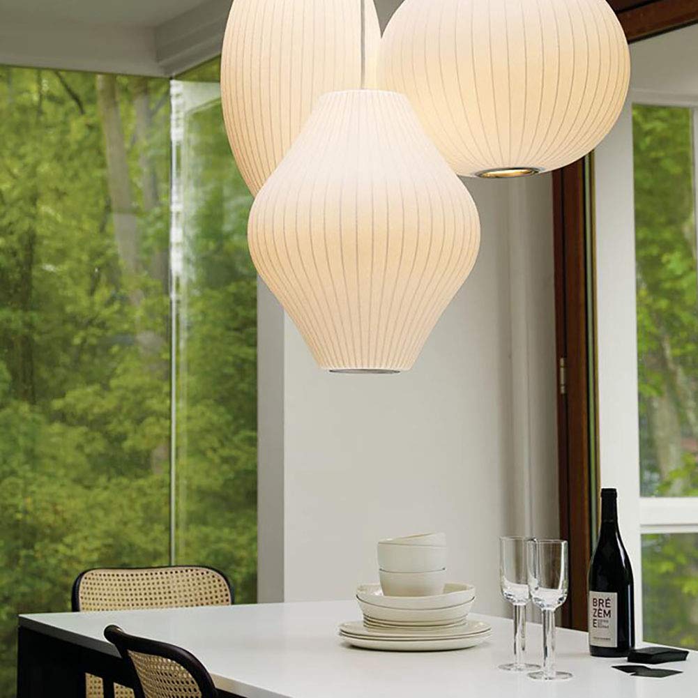 Sencillo Lámpara De Techo Colgante Para Fogón Cabecera Isla De Cocina Escalera,E27 Rústico Industrial Tejido Hierro Candelabro Elegante Seda Artificial Durante Las Luces-Blanco. 腰鼓款32*33cm