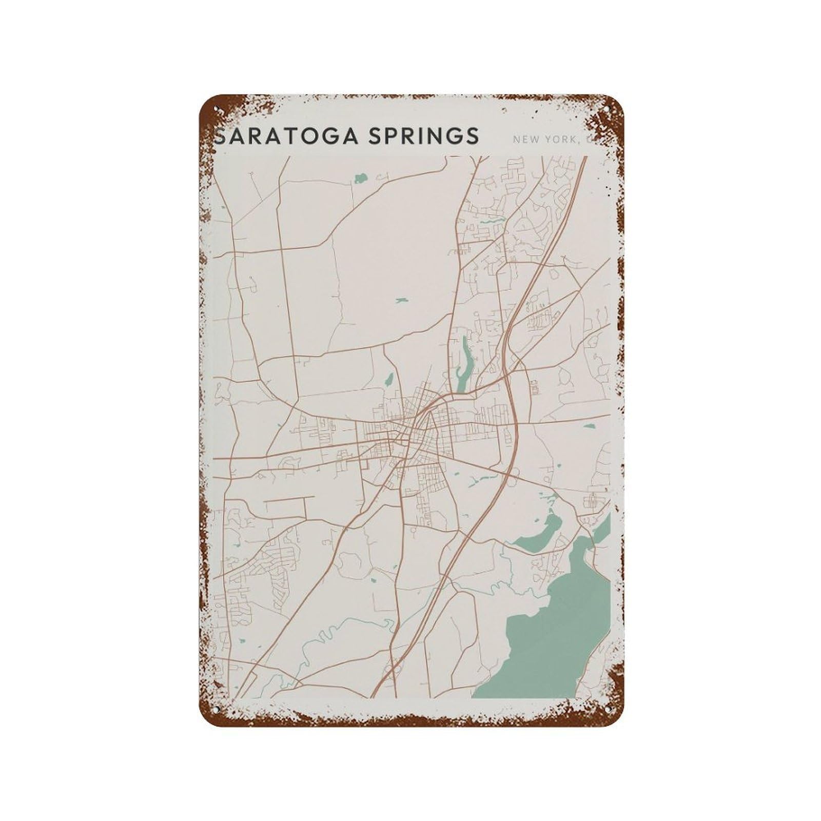 xiaoxiaoshen Saratoga Springs Map New York Scandi Wall Decor Art Metal Tin Poster Modern Home Decor Art Home Bar Shop Decorations Vintage Sign 30x20cm