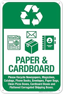 Recycle Paper and Cardboard Please Recycle Newspapers Sign, 12x18 Inches, 55 mil Thick HDPS (high Density polystyrene), Made in USA