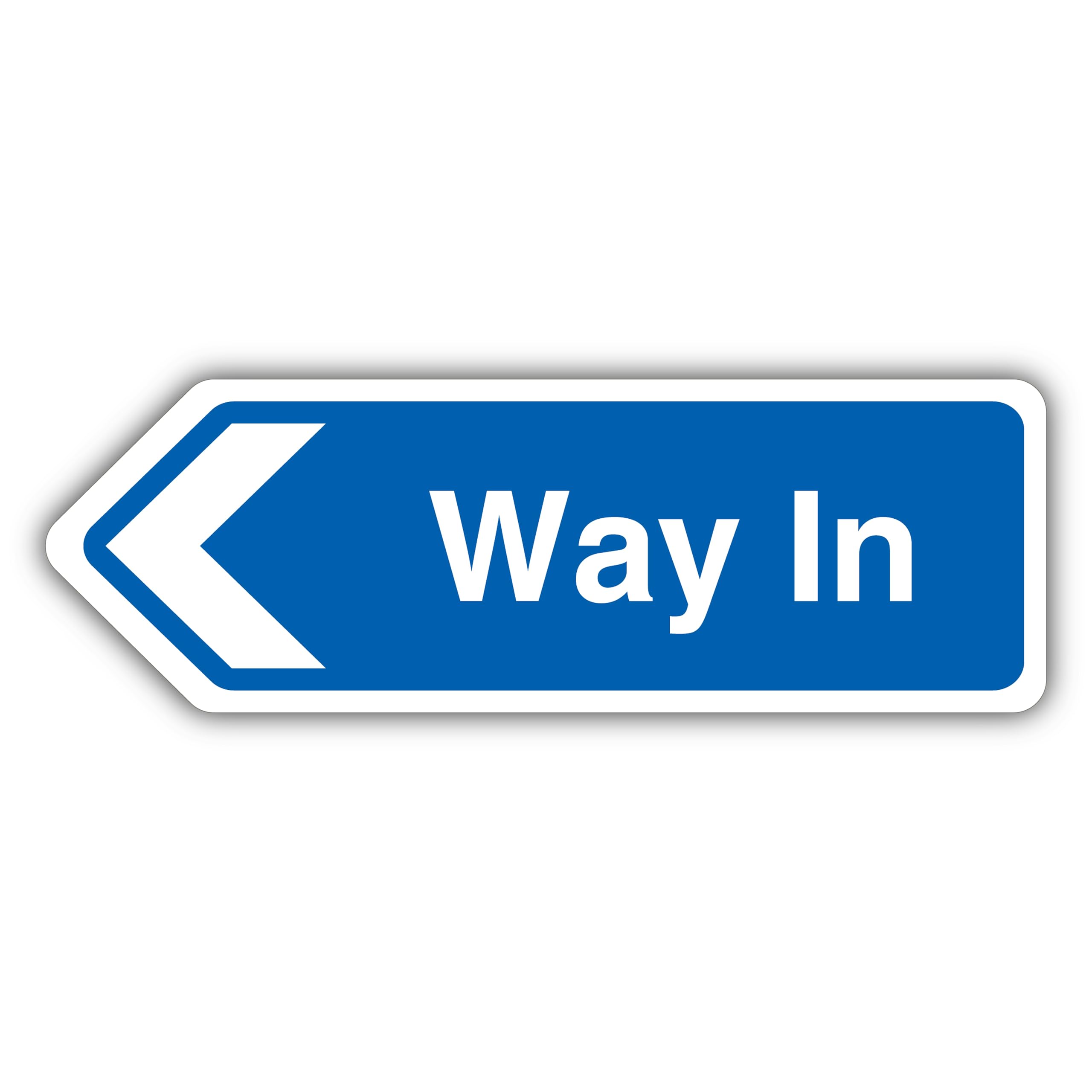 V Safety Way In Arrow Left - Shaped Sign 450 x 150 mm - 2mm Rigid Plastic