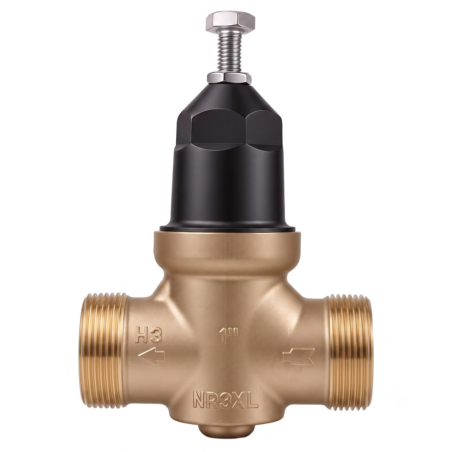 Upgraded 1" Brass Pressure Reducing Valve，Water Pressure Regulator for home with Double Union FNPT Connection - Stainless Steel Strainer Screen (No Union FNPT)