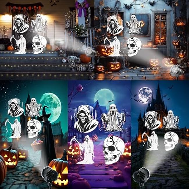 Halloween Projector Lights Outdoor, Rotating Ghost Projector, Waterproof Halloween Projector Lights Landscape Lights for Outdoor Indoor, Yard, Patio, Garden, Party Decor (Cool White Ghost)