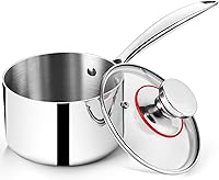 Vista 9 de P&P CHEF Olla y cacerola de tres capas de 1 cuarto de galón, sartén de acero inoxidable con tapa, olla de inducción de cocina, utensilios de cocina