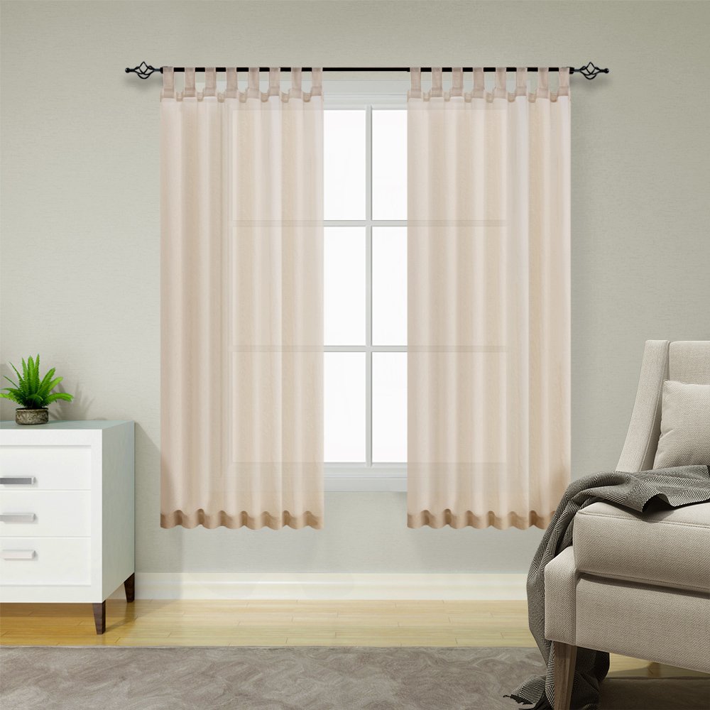 TOPICK Schlaufenschal transparent Leinenoptik 2er Set