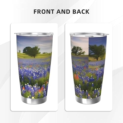Miniatura 2 de Vaso de 20 onzas con tapa con aislamiento al vacío, de acero inoxidable, diseño de arándanos de Texas, paisaje, taza de café aislada para viajes,